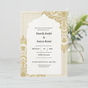 Invitación de fiesta india beige y amarilla