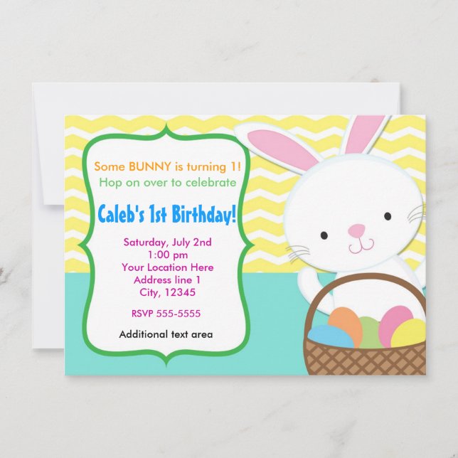 Invitación de fiesta infantil Chevron de primavera (Anverso)