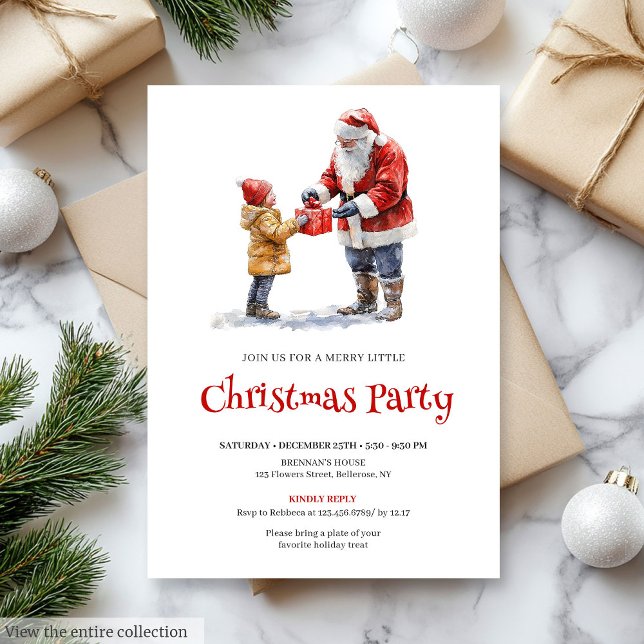 Invitación de fiesta infantil editable de Santa Cl (Merry Santa Editable Kids Holiday Party Invite

)