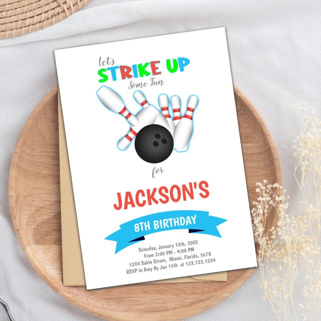 Invitación de Fiesta infantil editable para niños  (Bowling Invitations)