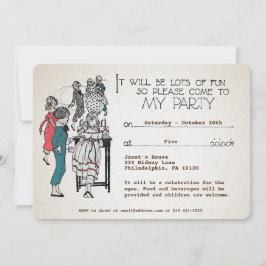 Invitación de fiesta infantil retro personalizable