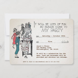 Invitación de fiesta infantil retro personalizable