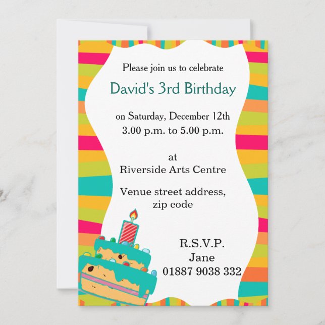 Invitación de fiesta infantil tambaleante (Anverso)