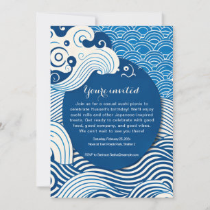Invitación de fiesta inspirada en las olas azules