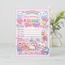 Invitación de fiesta Kawaii – Cumpleaños pastel ad