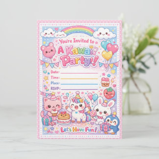 Invitación de fiesta Kawaii – Cumpleaños pastel ad