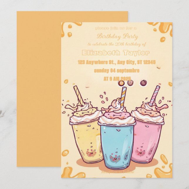 Invitación de Fiesta Loca de Batido de Leche – Dul (Anverso / Reverso)