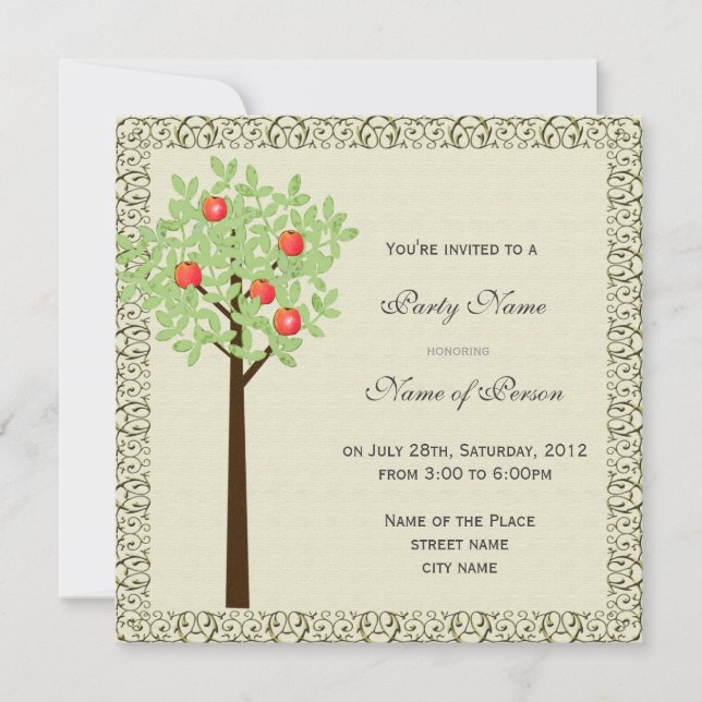 Invitación de fiesta, manzana (Anverso)