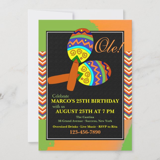 Invitación de Fiesta Maracas (Anverso)