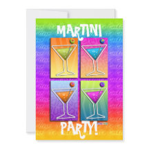 Invitación de fiesta MARTINIS Pop Art (5X7)