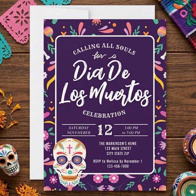 Invitación de Fiesta Mexicana de Cráneo de Día de  (Subido por el creador)