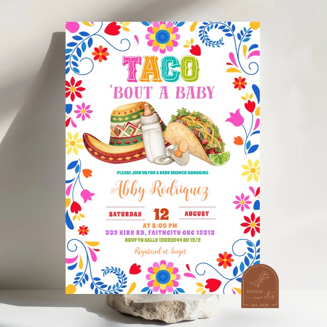 invitación de fiesta mexicana de taco sobre una du (Subido por el creador)