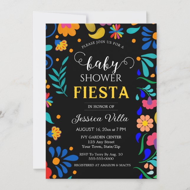 Invitación de fiesta mexicana Fiesta de Baby Showe (Anverso)