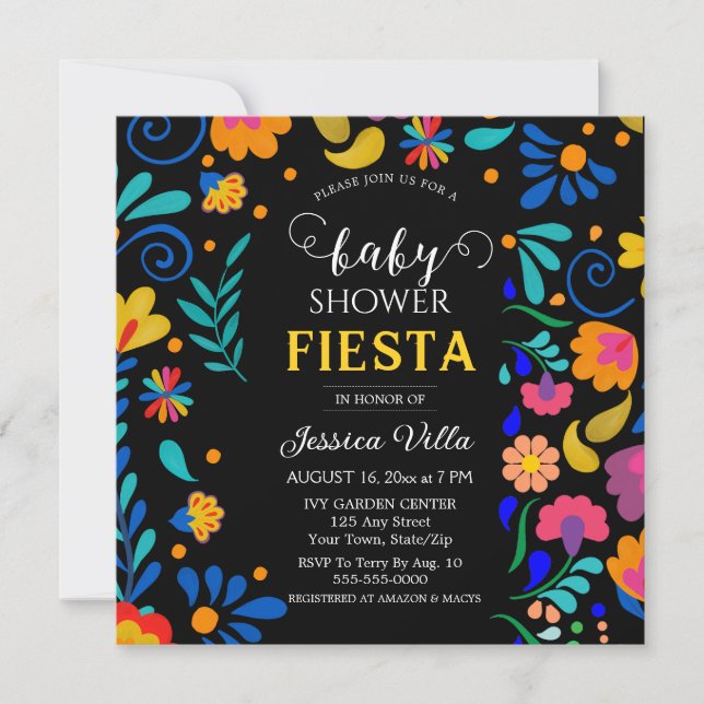 Invitación de fiesta mexicana Fiesta de Baby Showe (Anverso)