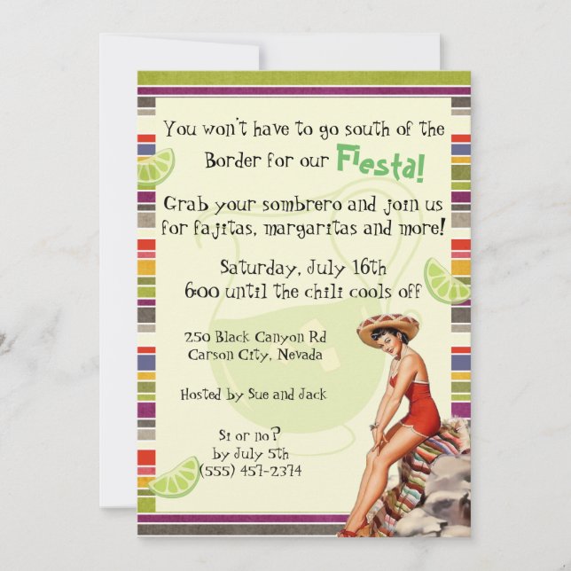 Invitación de fiesta mexicana para adultos (Anverso)