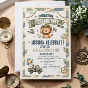 Invitación de fiesta militar por el primer cumplea