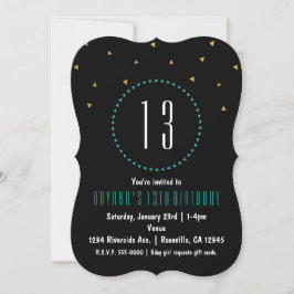 Invitación de fiesta moderna con triángulos dorado