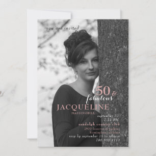 Invitación de fiesta moderna de foto 50 y fabulosa
