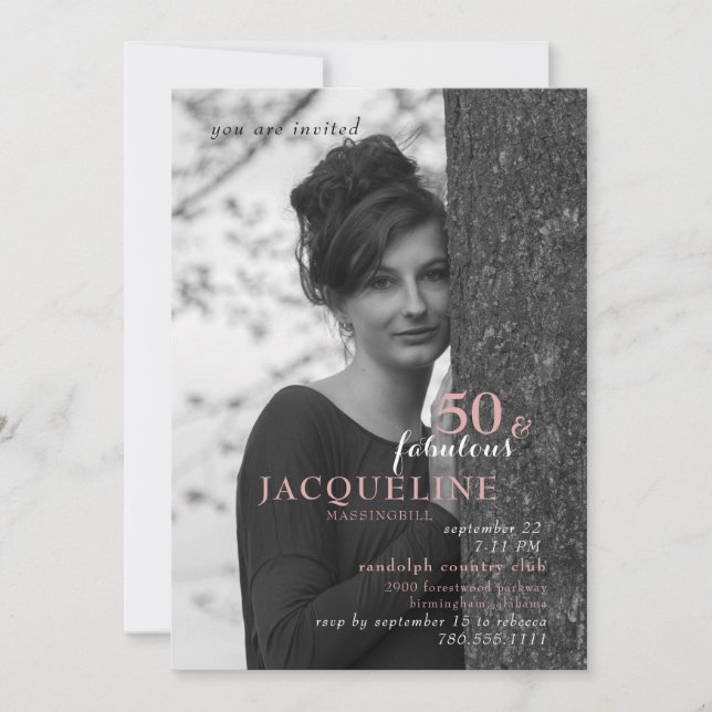 Invitación de fiesta moderna de foto 50 y fabulosa (Anverso)