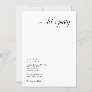 Invitación de fiesta moderna y Minimalista