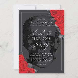 Invitación de fiesta 'Muerte a tus 20' con rosas r