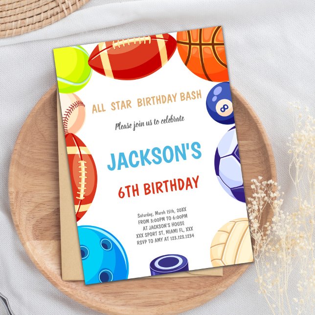 Invitación de Fiesta multideportivo de estrellas e (Sports Invitations)