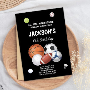 Invitación de Fiesta multideportivo editable para 
