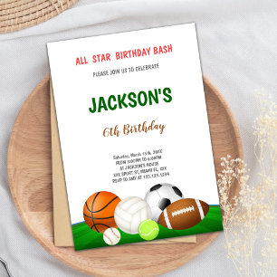 Invitación de Fiesta multideportivo editable para