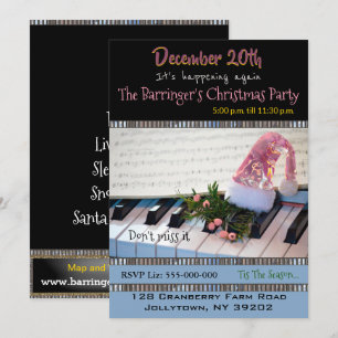 Invitación de fiesta musical de piano para las vac