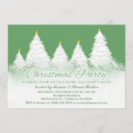 Invitación de Fiesta navidad - Verde con árboles b