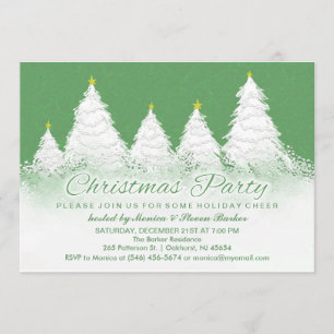 Invitación de Fiesta navidad - Verde con árboles b