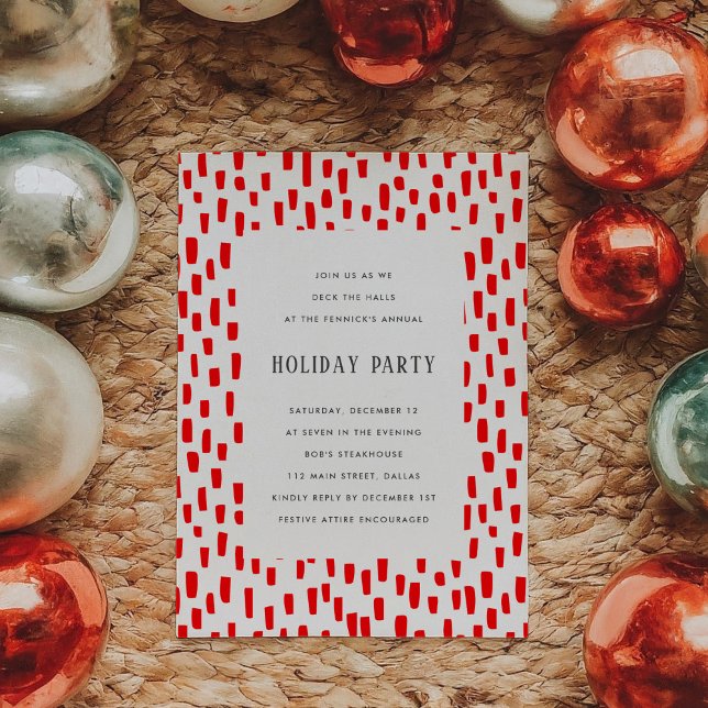 Invitación de fiesta navideña brillante de color r (Bright Red Dashing Holiday Party Invitation)