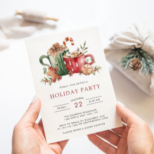 Invitación de fiesta navideña con acuarela