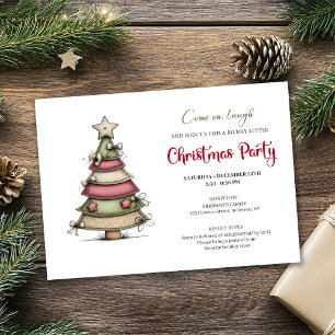 Invitación de fiesta navideña con árbol de Navidad