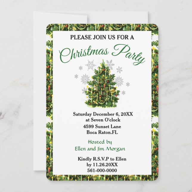 Invitación de fiesta navideña de árbol de Navidad  (Anverso)
