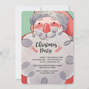 Invitación de fiesta navideña de Papá Noel con acu