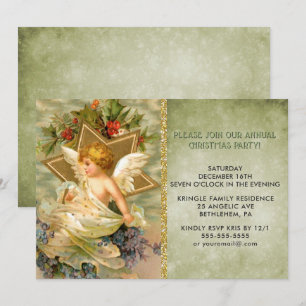 Invitación de fiesta navideña de vintage Angel