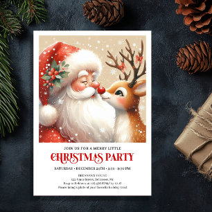 Invitación de fiesta navideña festiva de Santa y R