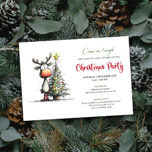 Invitación de fiesta navideña minimalista con reno