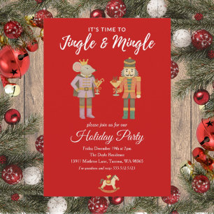 Invitación de fiesta navideña plana Jingle and Min