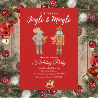 Invitación de fiesta navideña plana Jingle and Min