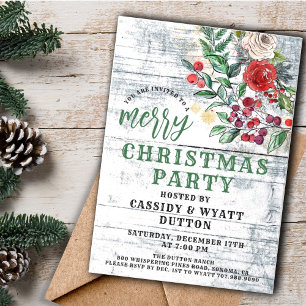 Invitación de fiesta navideña rústica de Navidad