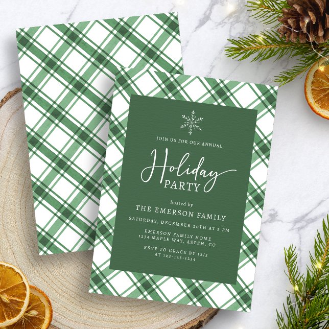 Invitación de fiesta navideña verde y blanca (Green and White Holiday Party Invitation
)