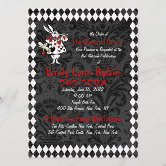Invitación de fiesta negra de Alicia en el país de