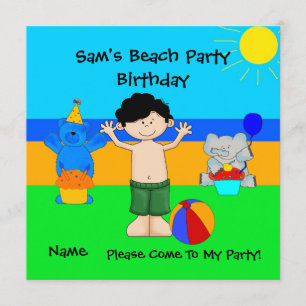 Invitación de fiesta Niños de Birthday Beach