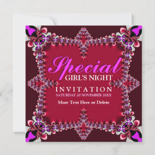 Invitación de fiesta nocturna de chicas rosa calie
