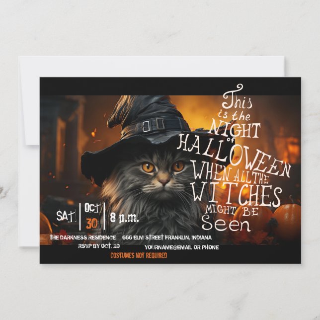 Invitación de fiesta nocturna de Halloween Witches (Anverso)