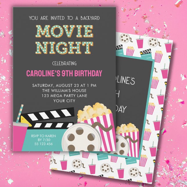 INVITACIÓN DE FIESTA NOCTURNA DE PELÍCULA ROSA (Subido por el creador)