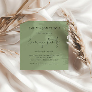Invitación de Fiesta nocturno de Boda verde sabio