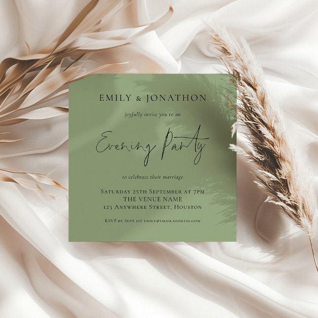Invitación de Fiesta nocturno de Boda verde sabio  (Subido por el creador)